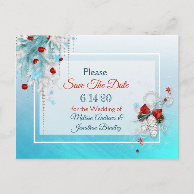 Winter Wedding Themed Save the Date Postcard (Front)