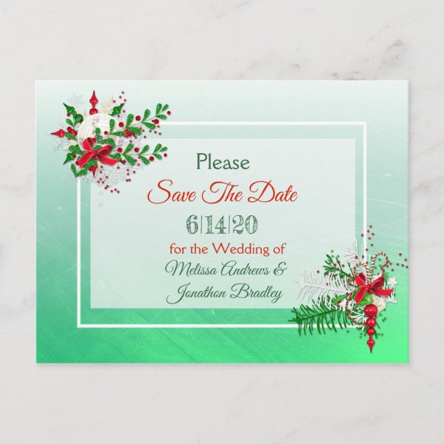 Winter Wedding Themed Save the Date Postcard (Front)