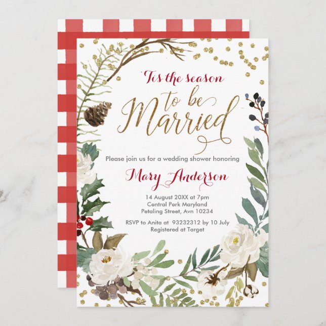 Winter Wedding, Tis the season to be married Invitation (Front/Back)