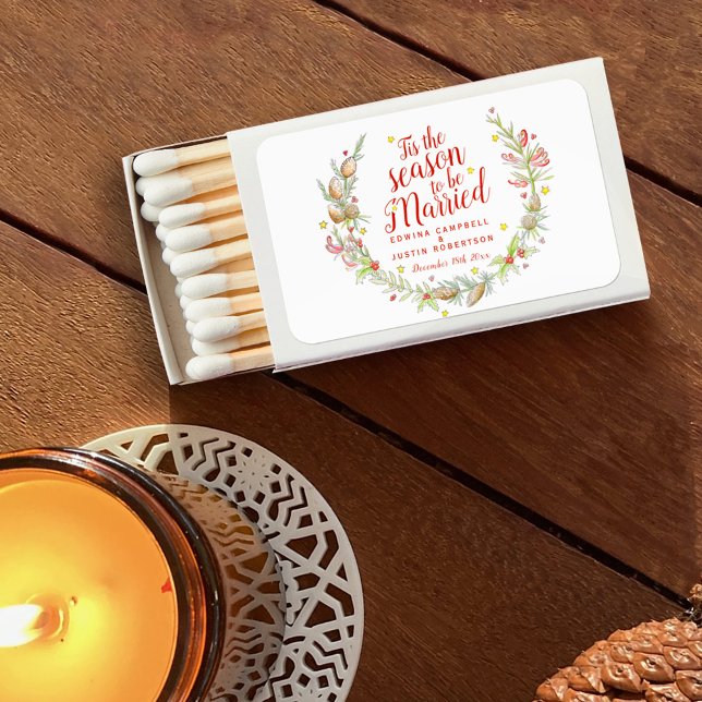 Winter Wedding tis the season watercolor berries  Matchboxes (Creator Uploaded)