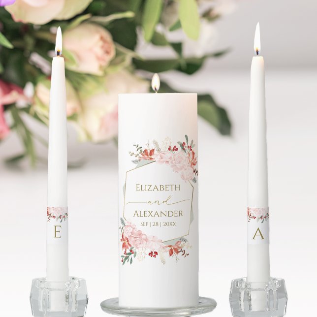 Winter Wedding Unity Candle Set Gilded Watercolor  (Creator Uploaded)