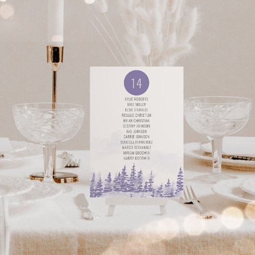Winter Wedding Watercolor Per Table Seating Chart