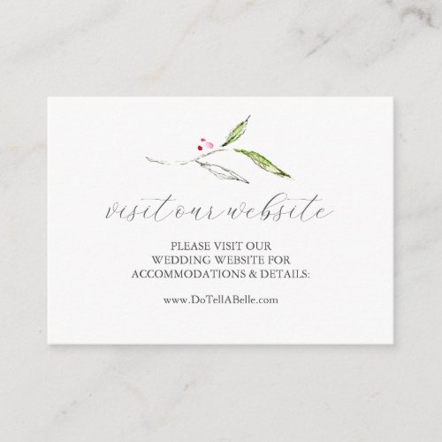 Winter Wedding Website Insert Card Botanicals