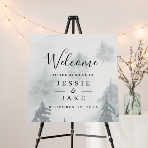 Winter wedding welcome sign