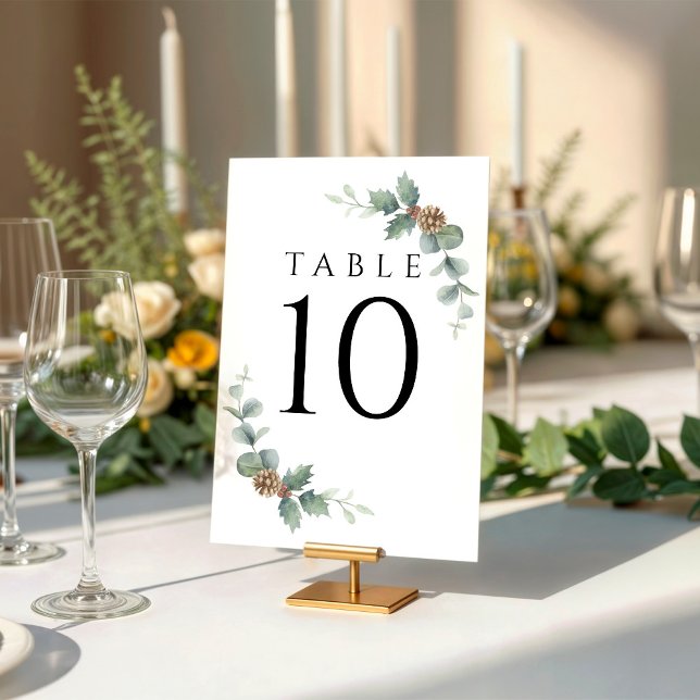 Winter Wedding Wreath w Fir Branches & Eucalyptus Table Number (Creator Uploaded)