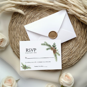 Winter Wedding Wreath with Fir Branches RSVP Enclosure Card