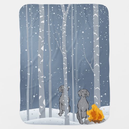 Winter Weimaraners in Birch Trees Baby Blanket