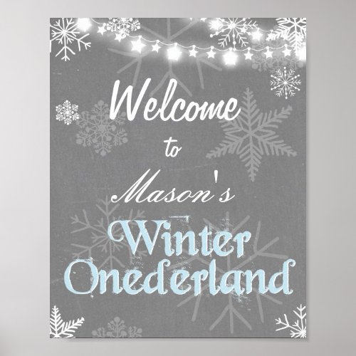 Winter Welcome Sign Onederland birthday boy snow