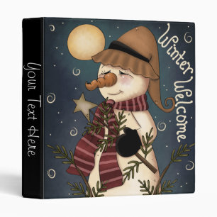 Winter Welcome Snowman Folk Art Binder