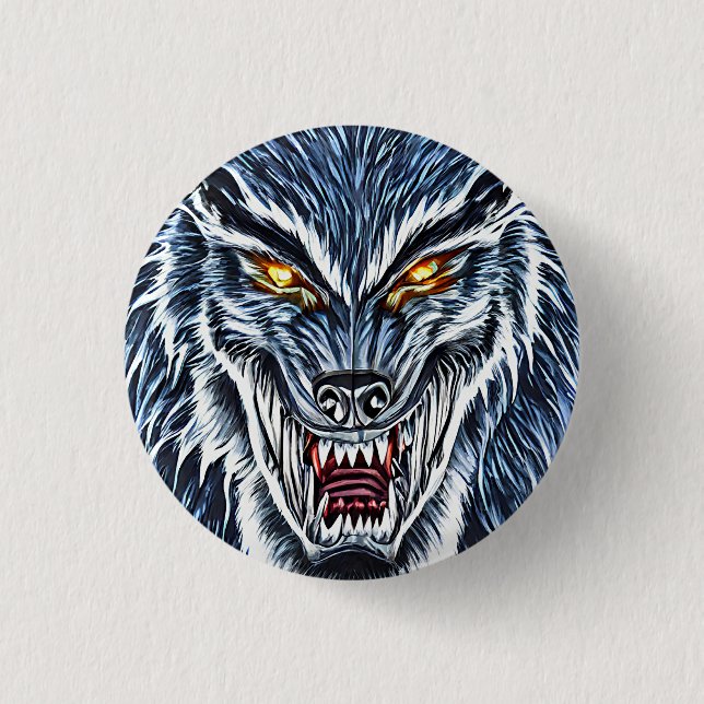 Winter Werewolf Fantasy Dark horror art   Button (Front)