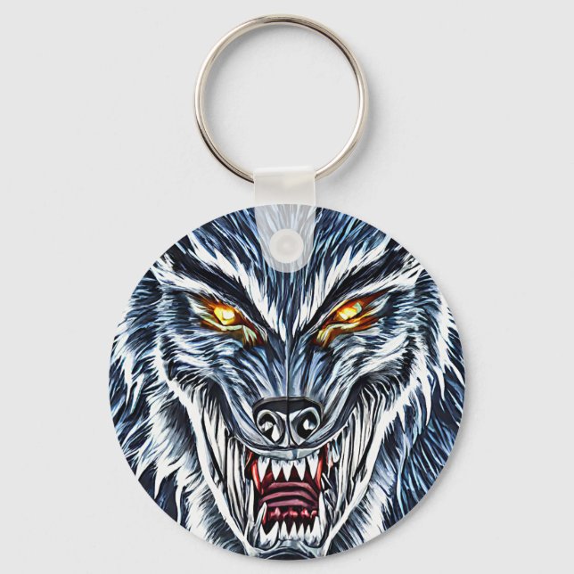 Winter Werewolf Fantasy Dark horror art  Keychain (Front)