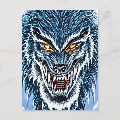 Winter Werewolf Fantasy Dark horror art   Postcard