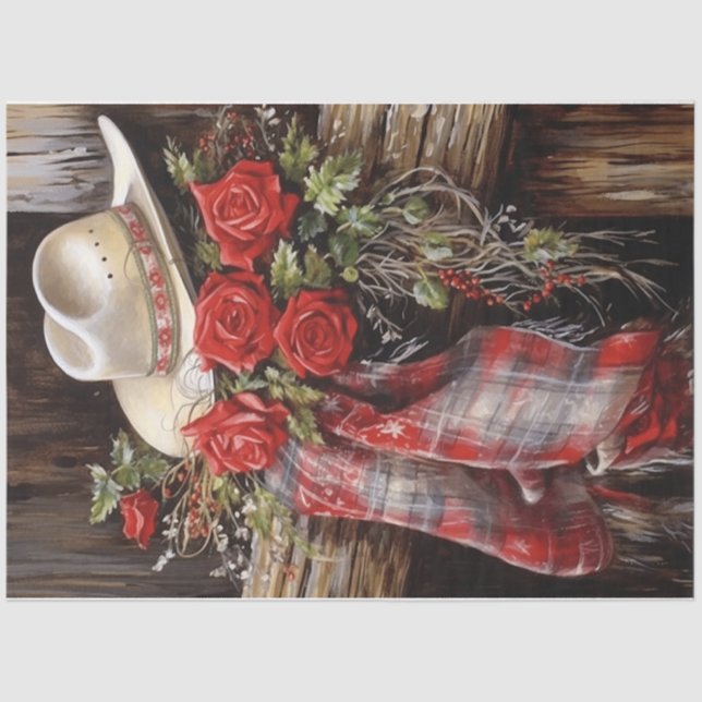 Winter Western Hat Tissue Paper (Front)