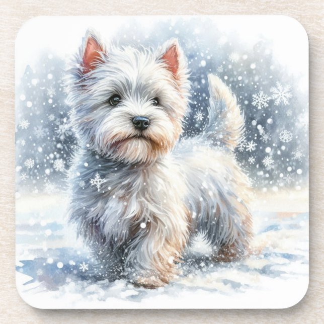 Winter Westie Coasters (Front)