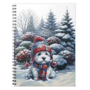 Winter Westie in Hat Notebook