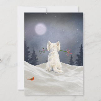 Winter Westie with Mistletoe Christmas Card