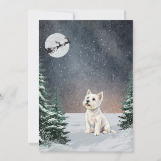 Winter Westie with Santa Sleigh Christmas Card
