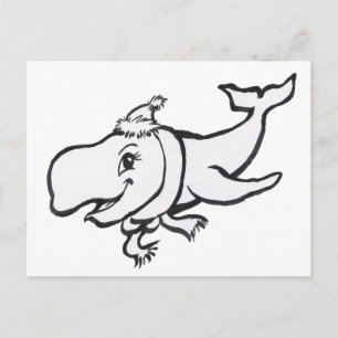 Winter Whale Coloring Plate Postcard