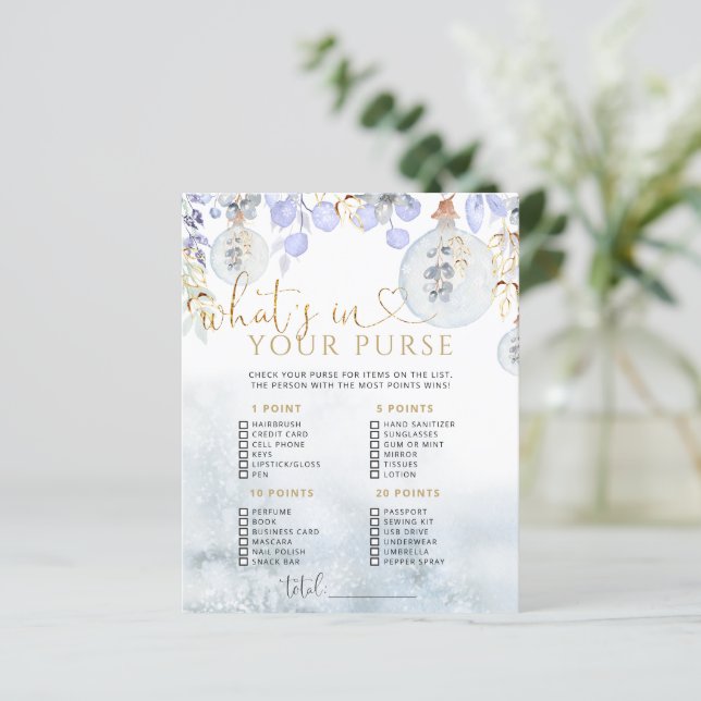 Winter What's your purse baby shower game (Standing Front)