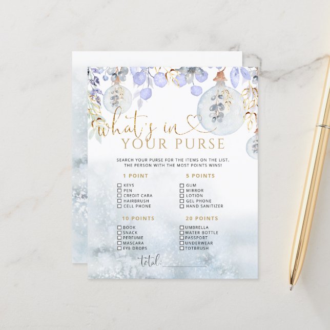 Winter What's your purse baby shower game (Front/Back In Situ)