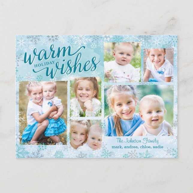 Winter Whimsy Collage Holiday Photo Card (Front)