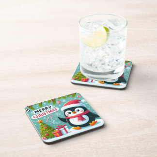 Winter Whimsy: Festive Penguin Beverage Coaster