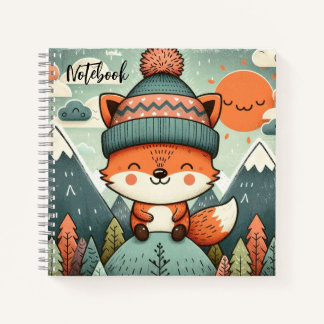  Winter Whimsy – Fox in a Fluffy Hat Notebook