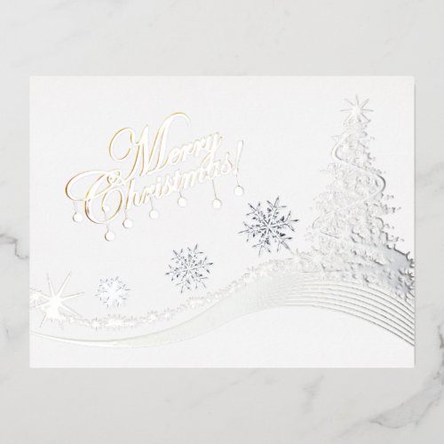 Winter Whimsy: Merry Christmas Tree Foil Holiday Postcard