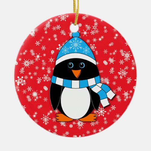 Winter Whimsy Penguin Ceramic Ornament