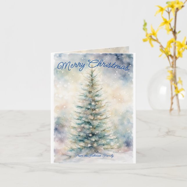 Winter Whimsy: Personalized Watercolor Christmas  Card (Yellow Flower)