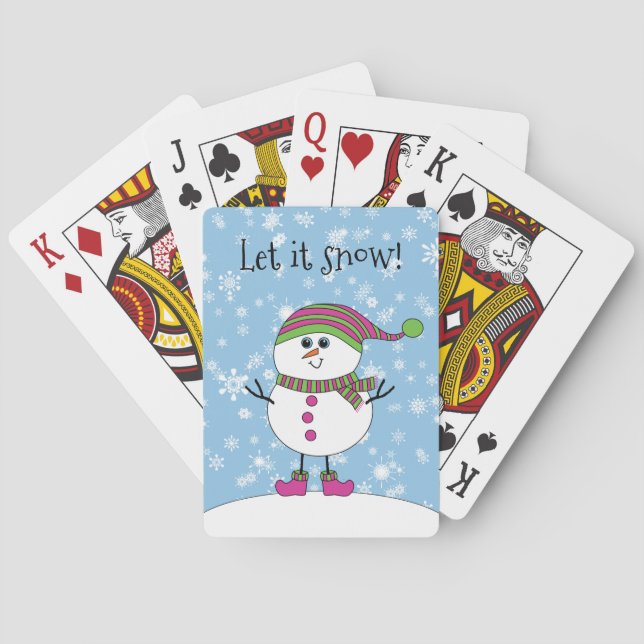 Winter Whimsy Snowman Let it Snow Poker Cards (Back)