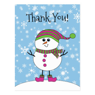 Snowman Thank You Postcards - No Minimum Quantity | Zazzle