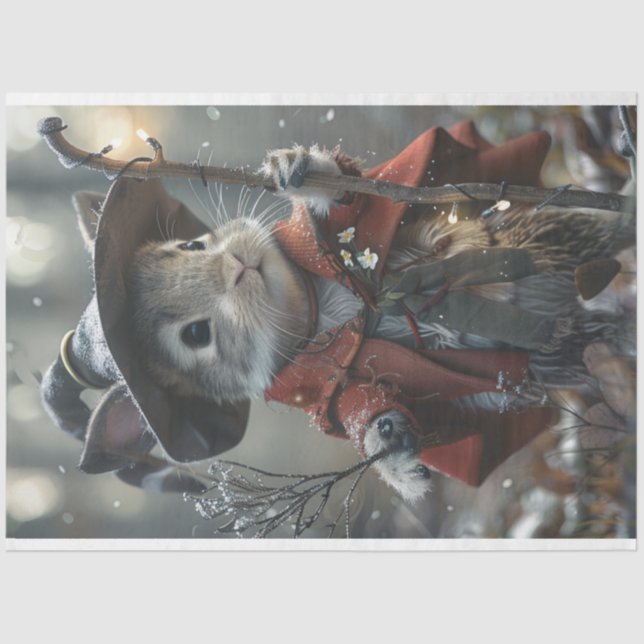 Winter Whiskers Christmas Mouse Decoupage Tissue Paper (Front)