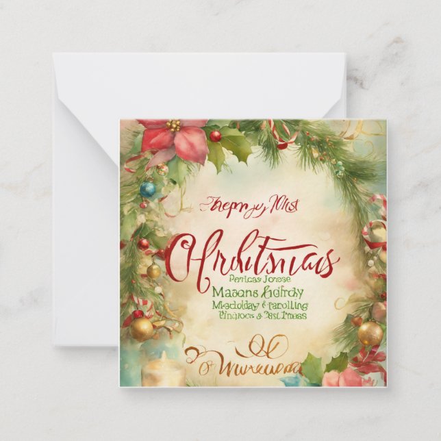 "Winter Whispers: Festive Greetings Flat Christmas Note Card (Front)