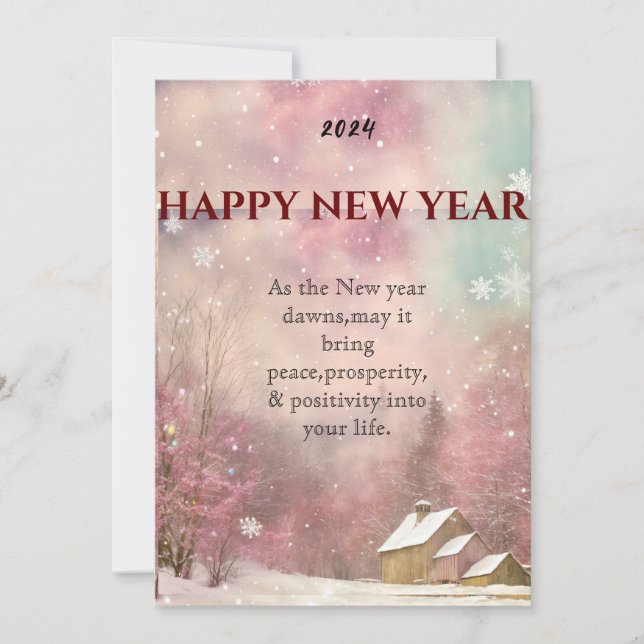 "Winter Whispers: Snowy New Year's Greeting Card" Holiday Card (Front)