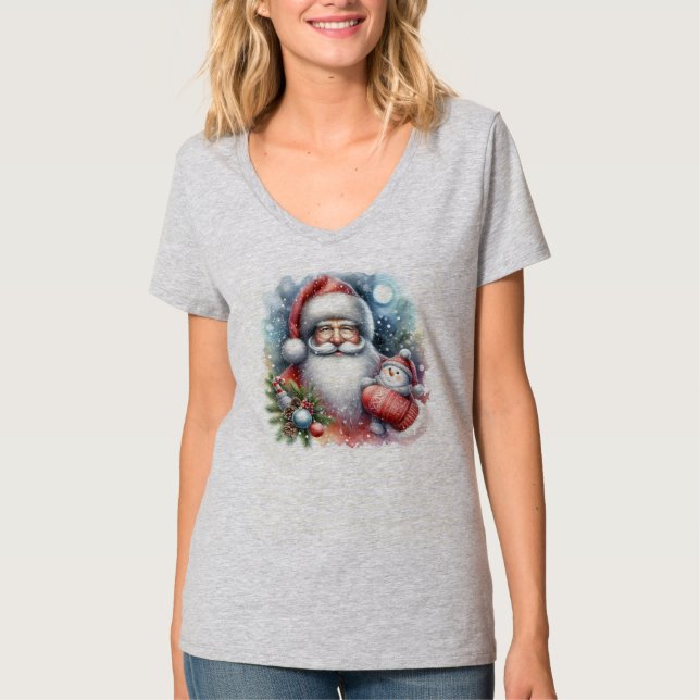 Winter Whispers Waltz: Santa's Teddy Serenade T-Shirt (Front)