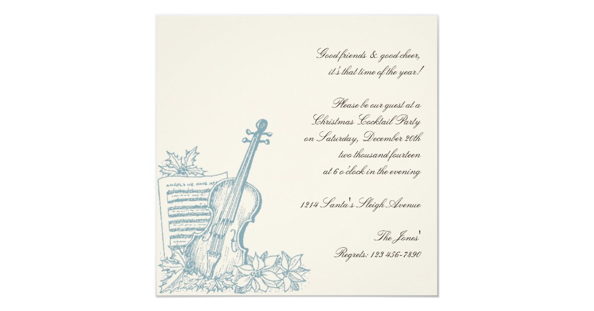 Winter White And Blue Music Christmas Party Invitation Zazzle Com