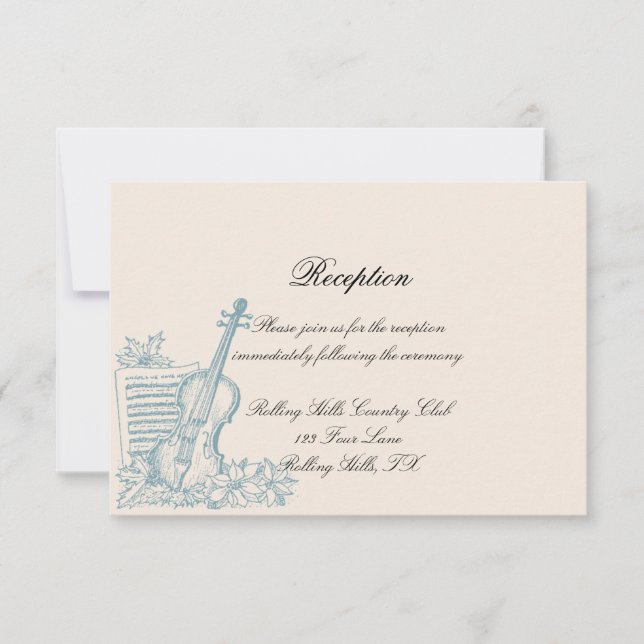 Winter White and Blue Wedding Reception Invitation (Front)