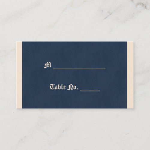 Winter White and Navy Blue Wedding Place Card