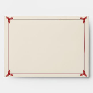 Winter White and Red Mistletoe Wedding Envelope