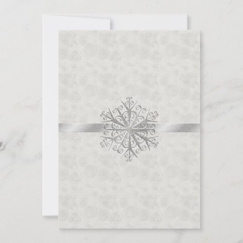 Winter White and Silver Snowflake Wedding Custom Invite