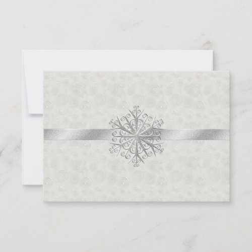 Winter White and Silver Snowflake Wedding RSVP