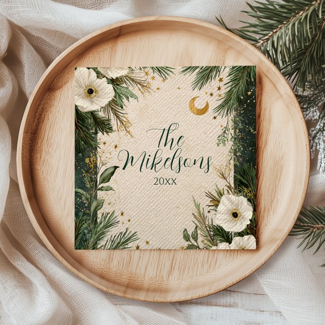 Winter White Anemone Christmas Party Napkins (Creator Uploaded)