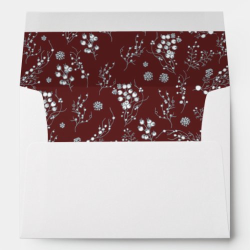 Winter white berries on red velvet pattern envelope