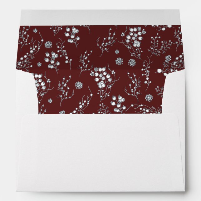 Winter white berries on red velvet pattern envelope (Back (Bottom))