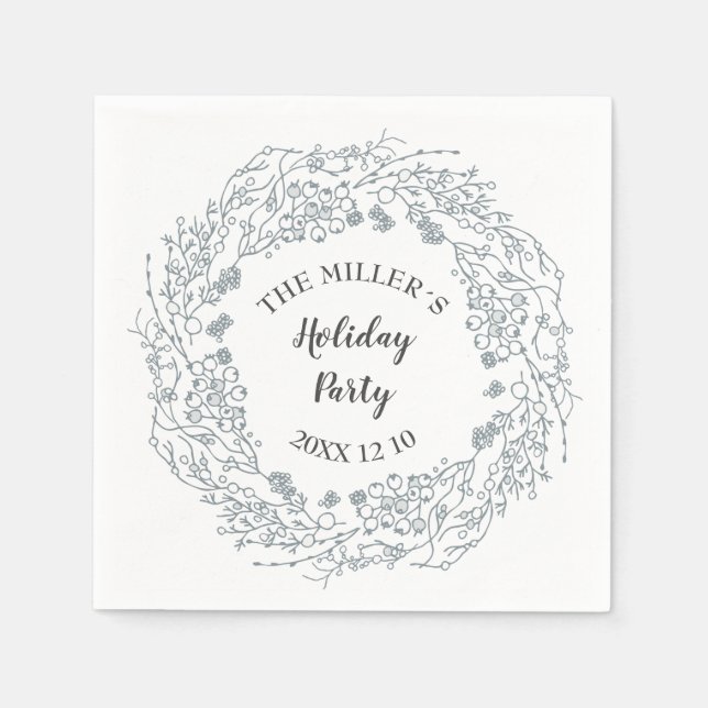 Winter White berries wreath Napkins (Front)