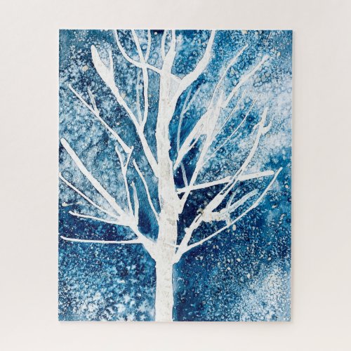 Winter white birch tree Christmas Jigsaw Puzzle