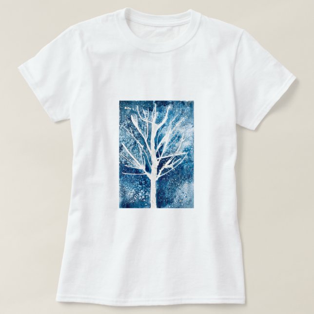Winter white birch tree Christmas T-Shirt (Design Front)