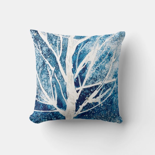 Winter white birch tree Christmas Throw Pillow (Front)