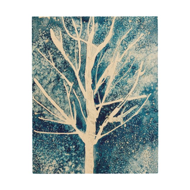 Winter white birch tree Christmas Wood Wall Art (Front)